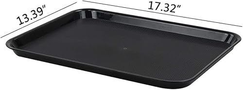 Miniatura 5 de Bandejas de plástico de comida rápida, bandejas de cafetería, paquete de 4 bandejas para servir (negro)
