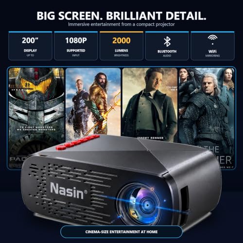 Mini Projector, Nasin Portable Projector with WiFi, Bluetooth, 1080P Input - Image 3