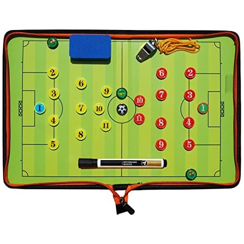 Football Tactics Board Portable Football Coaching Marker Board with Magnets, Whiteboard Marker, Eraser, Whistle Cover