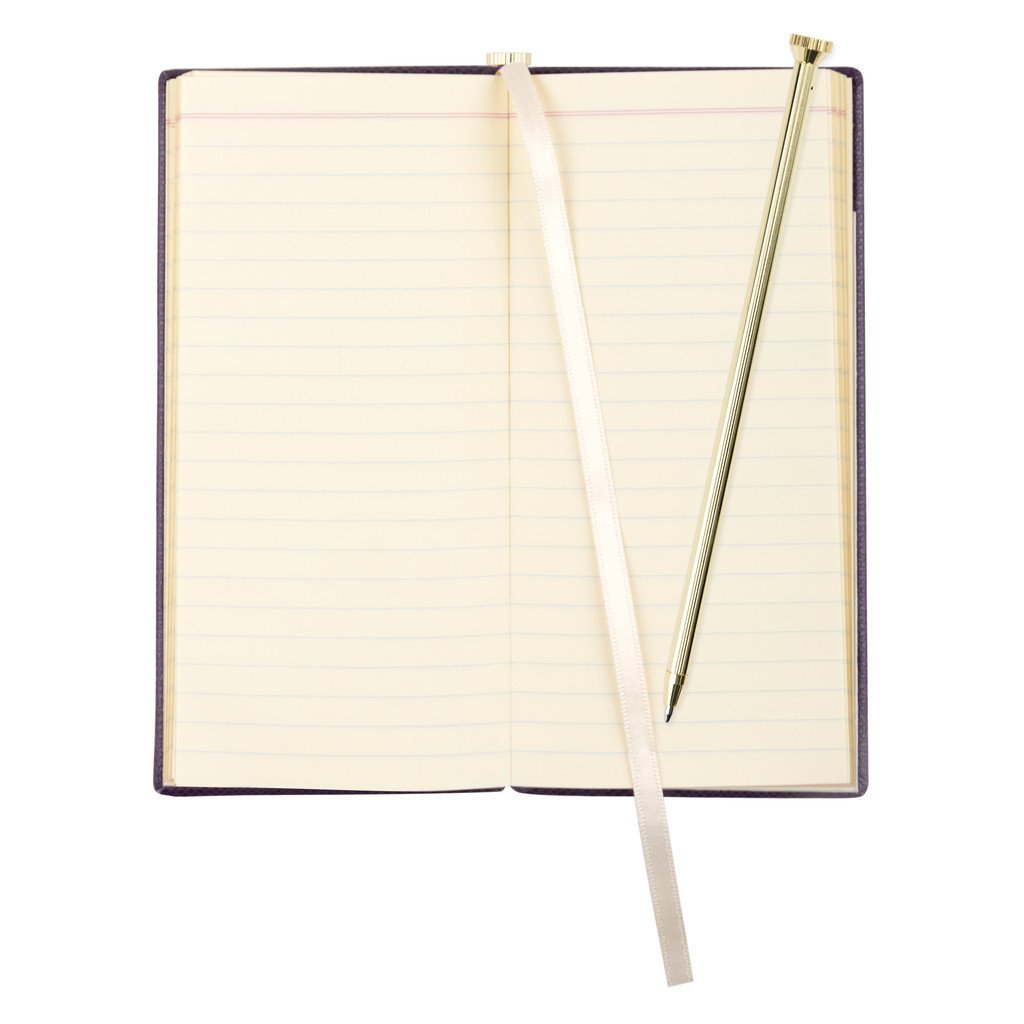 Letts Legacy Slim Pocket ruled purple notebook with gold pen