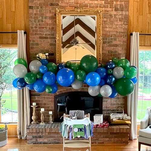 Image of Navy Blue Dark Blue Green White Latex Balloons 12 Inch
