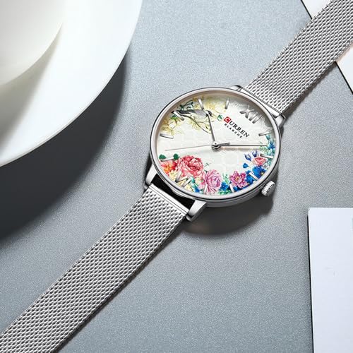 RNONDRY Unique Gold Watches for Women Dainty Bird & Flower Womens Watches Large Face Ladies Wrist Watch Mesh Band4