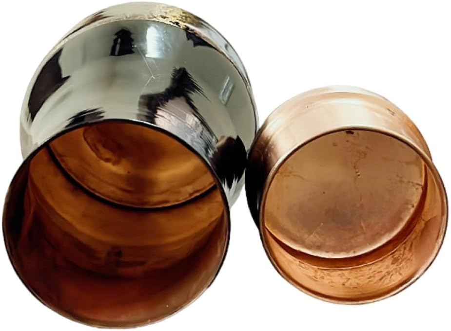 KC Pure Copper Designer Copper Water Bottle | Pitchers | Water Jug | Bedroom Jar | Bedside Bottle Carafes with Tumbler/Glass with Lid | with Etching Print Design 1250 ML