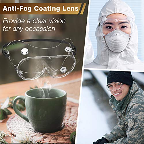 Safety Glasses Tavool Anti Fog Safety Goggles Over Glasses Protective Eyewear for Work Eye Protection Clear Lab Construction Shooting Adjustable Men Women (1 Pack)