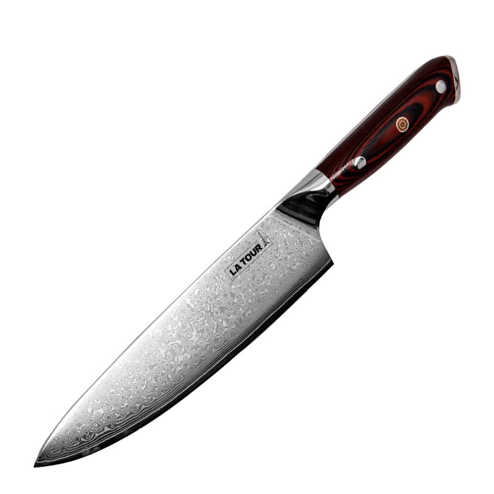 Faca do Chefe de Aço Inox Damasco Texas Laguiole 20CM