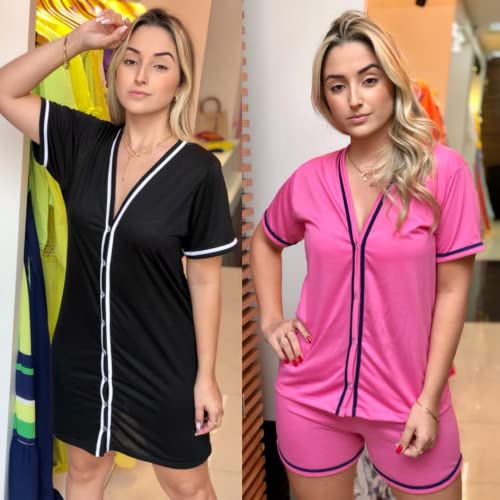 Kit Camisola e Pijama aberto com botões, baby doll blogueira americano e camisola, cirúrgico/gestaçã
