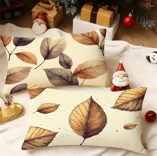 Fundas Cojines 40x80 cm Cojines Exterior Juego De 2 Funda Cojin Otoño Funda Almohada Terciopelo Doble Cara Patrón Cushion Covers para Sala de Estar Sofá Dormitorio Cama Decorativos, Retro 3m-434
