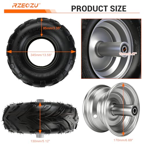 Image of 145 /70-6 Tires, Mini Bike Front Wheels Rims and Tires Assembly Kit Compatible with Coleman CT100U CC100X Baja DB30 Motovox MBX10 MBX11 Monster Moto 80 105cc Minibike Go Kart Parts V-Tread Tire