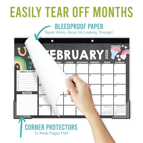 Image of Hadley Designs Large Teacher Desk Calendar 2026-2027 - Desktop Calendar 2026, 18-Month Academic Desk Calendars for School, Home & Office, Cute Classroom Must Haves, Back to School Teacher Gifts
