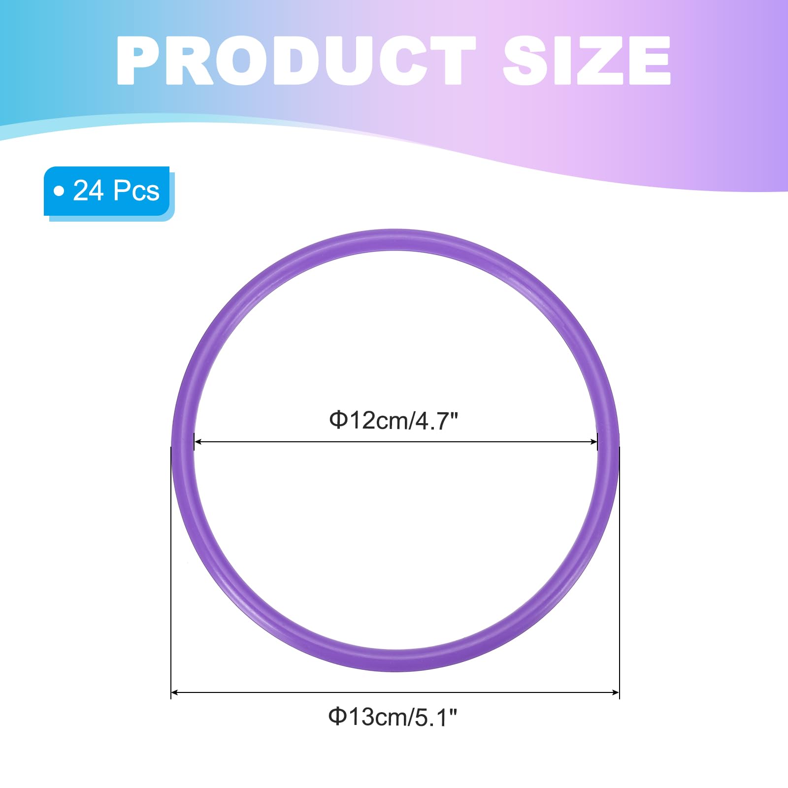 PATIKIL 5.1 Inch Plastic Ring-Toss Rings for Bottles 24 Pack Carnival Rings Plastic Hoops for Speed and Agility Practice Outdoor Party Favor - Image 2