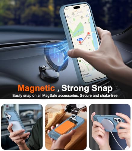 Image of Magnetic Compatible with iPhone 16 Plus Case, [Built-in Invisible Kickstand][Compatible with MagSafe][Military Grade Shockproof] Slim Translucent Matte Phone Case for iPhone 16 Plus 6.7 inch