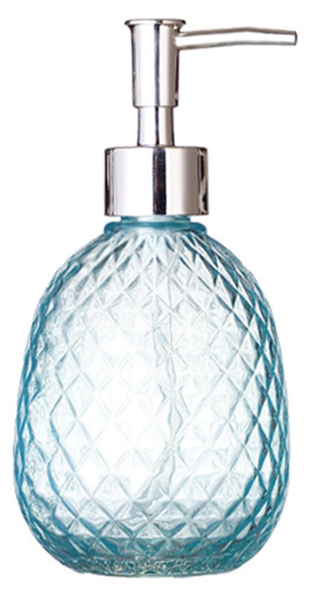 ECVVGlass Soap Dispenser with Stainless Steel Pump, Crystal Design, Vintage and Elegant, Refillable Liquid Hand Soap Dish Soap Dispensers for Bathroom Counter, Kitchen Sink | 1 STYLE