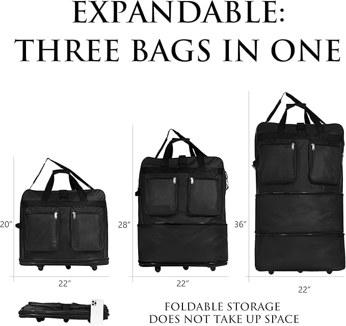 40" Duffle Bag Expandable Rolling Lightweight Wheeled Spinner Suitcase Luggage for Travel and Storage2