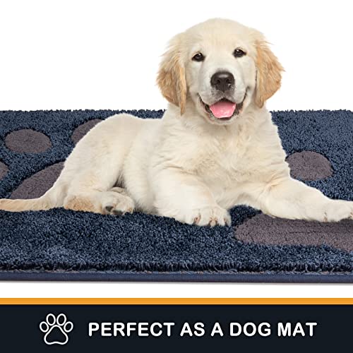 Purrugs Dirt Trapper Door Mat 33.5" X 59", Non-Skid/Slip Machine Washable Entryway Rug, Dog Door Mat, Super Absorbent Welcome Mat For Muddy Wet Shoes And Paws, Navy Blue #TOP3