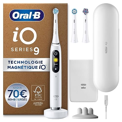 Oral-B iO 9 Brosse A Dents Electrique Blanche Pour Adultes, 7 Modes De Brossage Avec Blancheur, Soin...