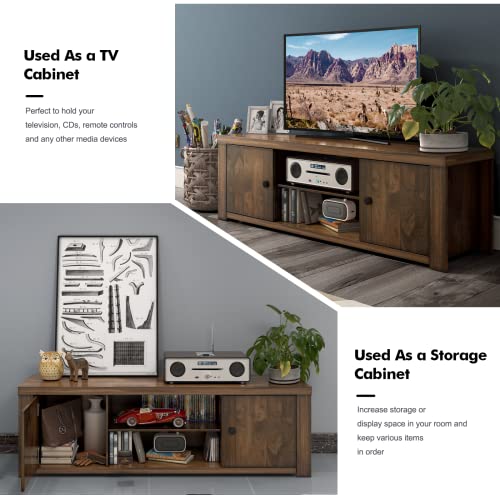 Tangkula Wooden Tv Stand For 65-Inch Tv, Classic Style Tv Console Cabinet W/ 2 Cable Management Holes, Wide Countertop, Ample Storage Space, Perfect For Home Office Living Room Bedroom (Brown) #TOP7