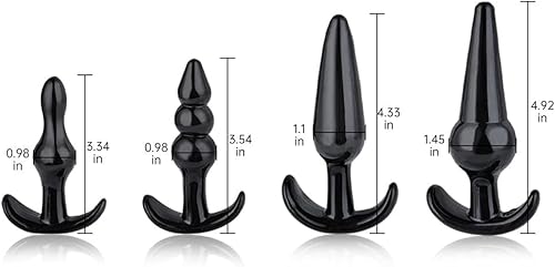 Miniatura 3 de Juego de 4 tapones anales, kit de entrenamiento para estimulación anal, juguetes sexuales para hombres y mujeres (lubricante incluido)