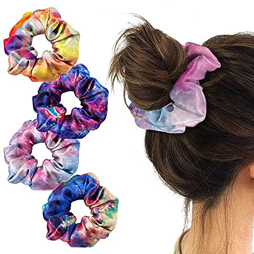 WIRESTER 4 Pcs Satin Hair Scrunchies, Silk Hair Ties, Soft