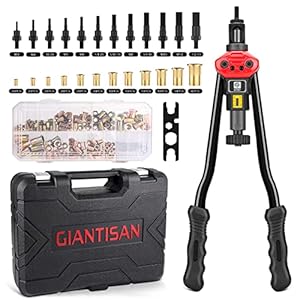Rivet Nut Tool, GIANTISAN 16-Inch Rivnut Tool Kit with 12 Metric and SAE Mandrels, 176Pcs Rivet nut Assortment Kit, and Rugged Carrying Case