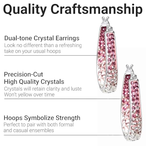 Crystal Hoop Earrings for Women - Sparkle Inside Out Dangle Earrings - Glitter Fun Trendy Jewelry Wedding Anniversary Birthday Gifts for Womens4