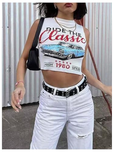 SOLY HUX Women's Graphic Tank Top Car Letter Print Sleeveless Crew Neck Summer Streetwear Crop Tops3