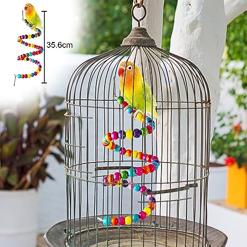 7 Stuks Vogel Papegaai Speelgoed,Hangende Bel Vogelkooi Schommel Speelgoed,Houten Baars Kauwspeelgoed Voor Papegaai,Valkparkiet Conures,Liefde Vogels,Vinken - Afbeelding 4