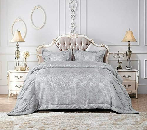 3 Pcs Duvet Quilt Cover Heavy Jacquard with House Wife Pillow Cases Bedding Set Gold Double
