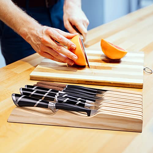 Redcall Kitchen Knife Holder For Drawer Solid Wood Universal Knife Block Without Knives,Bamboo Home & Chef Knife In-Drawer Organizer Insert,Premium Under Cabinet Knife Storage (15 Knife Holder) #TOP4