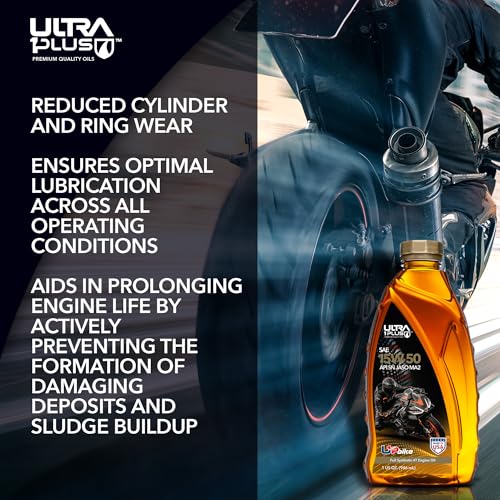 Image of 4T 15W-50 Full Synthetic Motorcycle Oil API SN JASO MA2-15W50 motor oil, 6 Quarts (Pack of 2)