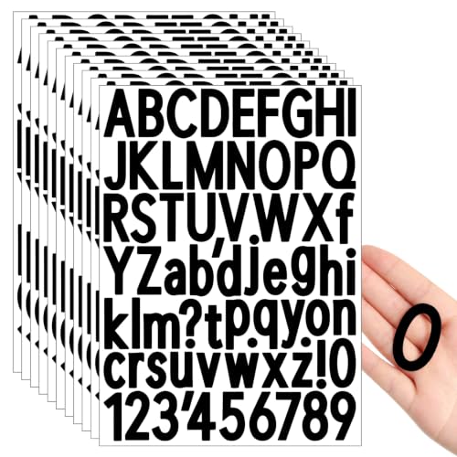 Image of Qilery 32 Sheets 1.5 Inch Letter and Number Stickers Self Adhesive Vinyl Letters Alphabet Stickers Big Font Letters Number Tags for School Classroom Home Mailbox Decor (Black)