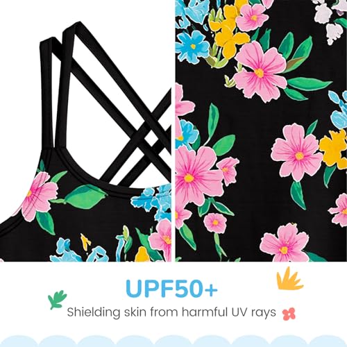 LQSZ Girls One Piece Swimsuits Quick Dry Beach Bathing Suit Cross Shoulder Strap Swimwear3