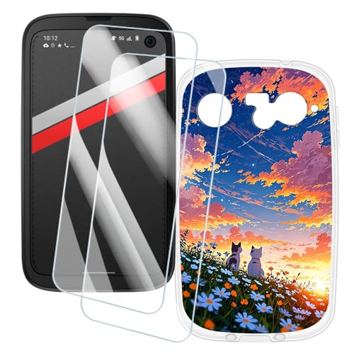 OAGELIM 2�Z�b�g �X�N���[���v���e�N�^�[ + �P�[�X Balmuda Phone (4.9 �C���`) �Ƃ̌݊������� �A�[�e�B�X�e�B�b�N�J�X�^���v�����g�J�o�[�Ƌ����K���X�t�B���� �X�N���b�`�h�~ (�L)