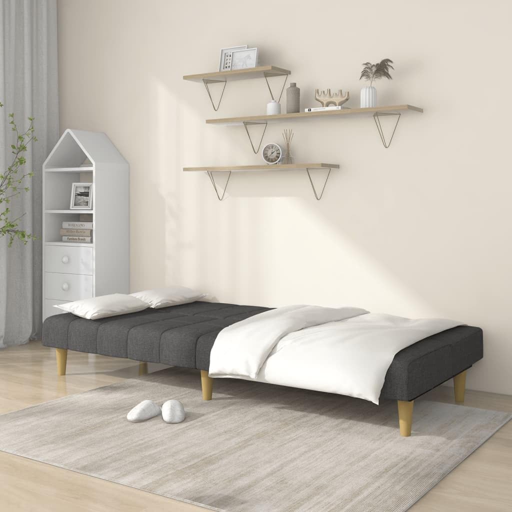 Sofá cama de 2 plazas, color gris oscuro, de tela, 200 x 84,5 cm