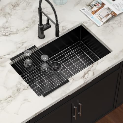 Couoko 33 Inch Matte Black Undermount Kitchen Sink - 3