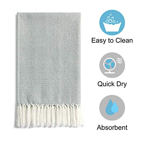 Mia'sdream Tassels Cotton Hand Face Head Guest Gym Towel Set Washcloth Kitchen Tea Towel Dish Cloth Set 3 Pack 16Inch X 24Inch (Grey) #TOP1