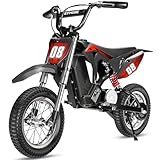 36V 350W Dirt Bike Electric- Fast Speed Electric Motorcycle Up to 16 MPH & 10 Miles Long-Range, 3-Speed Modes, Twist Grip Throttle, Dual Suspension & Brakes for Kids Ages 5-8
