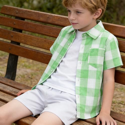 Image of SANGTREE 3 Piece Boy Outfits Short Sleeve Shirt and Shorts Set Beach Vacation Summer Clothes, 3 Months - 9 Years