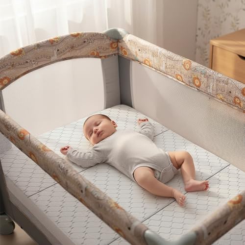 Image of Pack and Play Mattress, Trifold 38 inchx26 inchx3 inch Memory Foam Dual-Sided Pack N Play Mattresses for Baby, Removable Washable Cover