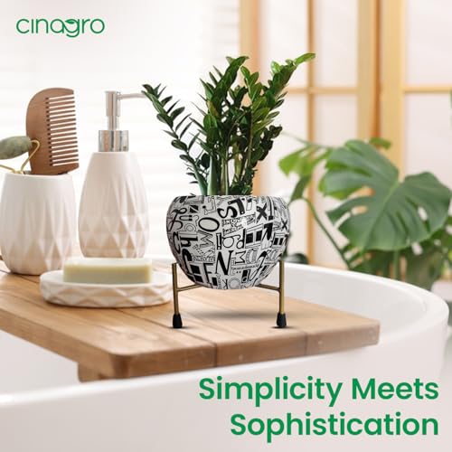 Image of CINAGRO Metal Flower Vase Planter Pot with Iron Stand, Pots for Plants, Plant Pots for Home Decoration, Succulent Pot, Indoor Planter Balcony Garden Decor (Size: 6X6 inch) Style: Alphabet Sphere