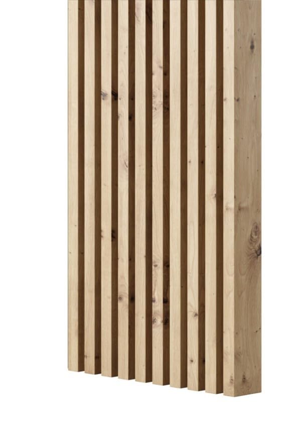 MEBANO. 5 Stück Holzstruktur Lamellen aus MDF, Wandpaneele 240 x 3 x 8 cm, Eiche Artisan, Freistehende Lamellenwand, Holzdeko Wand Wohnzimmer, Trennwand, Raumteiler