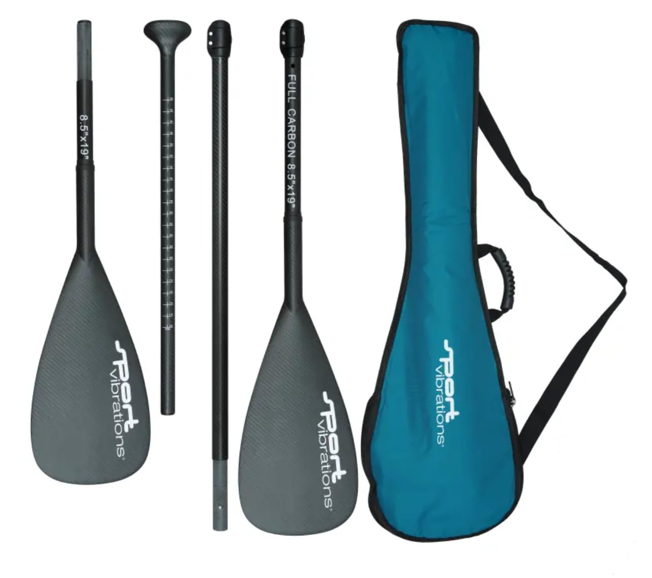 3 oder 4 teiliges SUP Paddel, optional mit Kajakfunktion (4 TLG. Variante), 100% FullCarbon, Superlight 703 Gramm, 8'5 x 19', mit Antitwist-Handle, ABS Schlagschutz