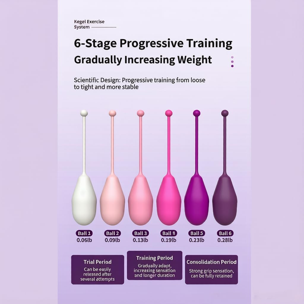 6PCS Advanced Kegel Exercise Weights Set - Food Grade Silicone Pelvic Floor Muscle Trainer for Women, Bladder Control & Pelvic Recovery Training