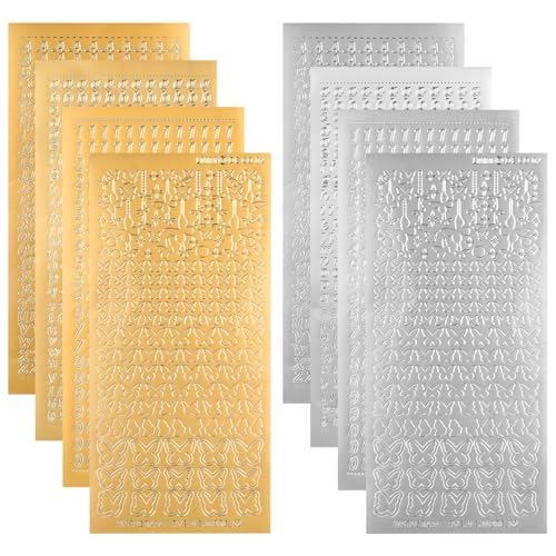 8 Blatt Wachsbuchstaben für Kerzen Gold und Silber, Wachsplatten...