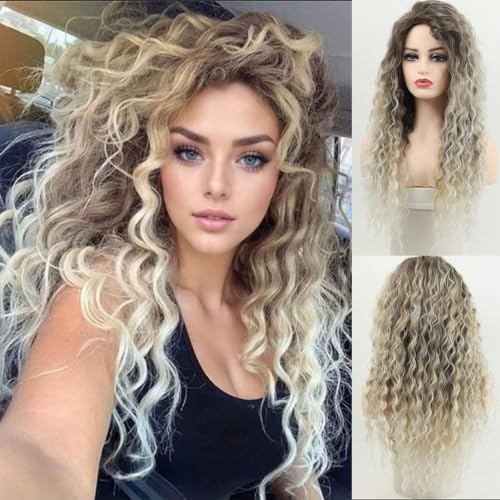 Ynuvigrate Long Curly Wavy Ash Blonde Wig for Women Daily Party Cosplay