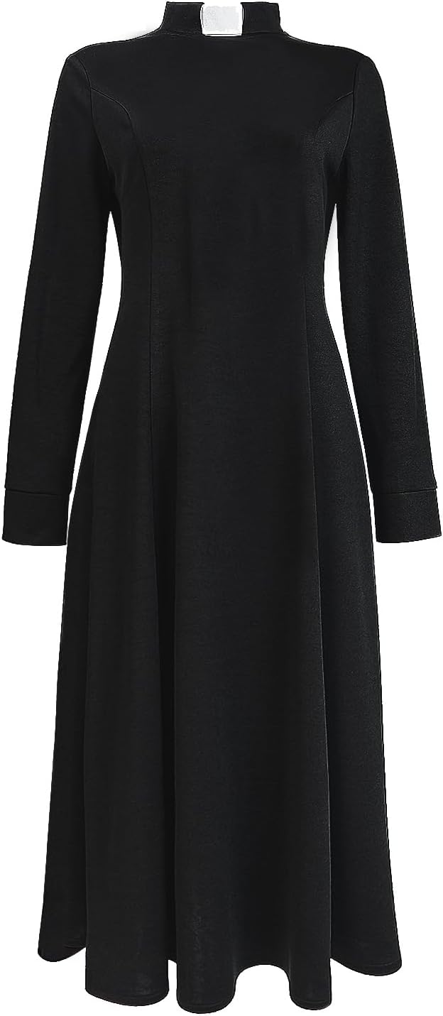 MYAYD Cassock Dress Robe Church Dress Choir Minister Clergy Pulpit Liturgical Uniform for Women Black