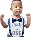 Noah's Boytique Personalized Name First Birthday Outfit Boy Gray and Navy Bow Tie Suspenders and Number One Cake Smash Outfit 1st 12-18/18 Months