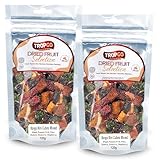 Tropgo Dried Fruit Bites - Mango Dried Fruit Mix Mini Cubes - Pack of 2 - Mixed Dried Fruit in Pouch - Healthy Snacks for Adults and Kids - Peach, Passion, Kiwi, Blueberry, Strawberry, Raspberry