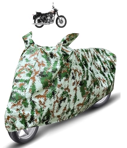 Image of Auto Hub Waterproof Bike Cover Compatible with RE Bullet 350 Dustproof, UV Protection Two Wheeler Bike Bullet 350 Cover - Forest