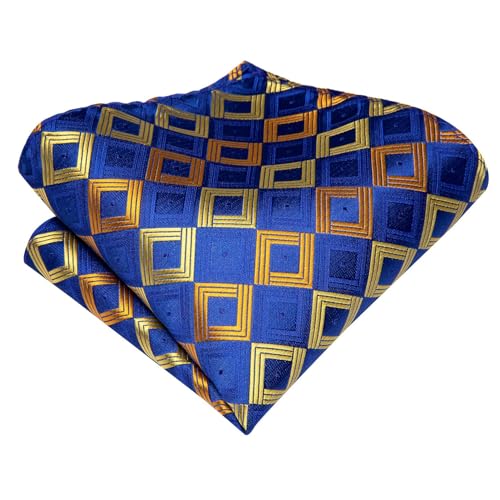 Image of Dubulle Mens Paisley Floral Silk Tie for Men Striped Necktie and Pocket Square Cufflinks Set Wedding Business