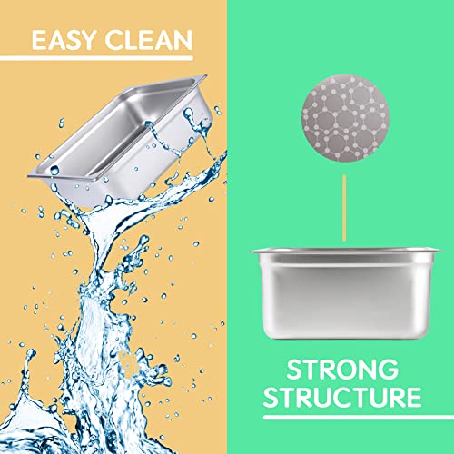 Erupta 6 Packs Hotel Pans 1/3 Size 4''Deep Nsf Anti-Jam Gn Food Pan,22Ga Stainless Steel Commercial Steam Table Pan,Food Storage Containers #TOP3
